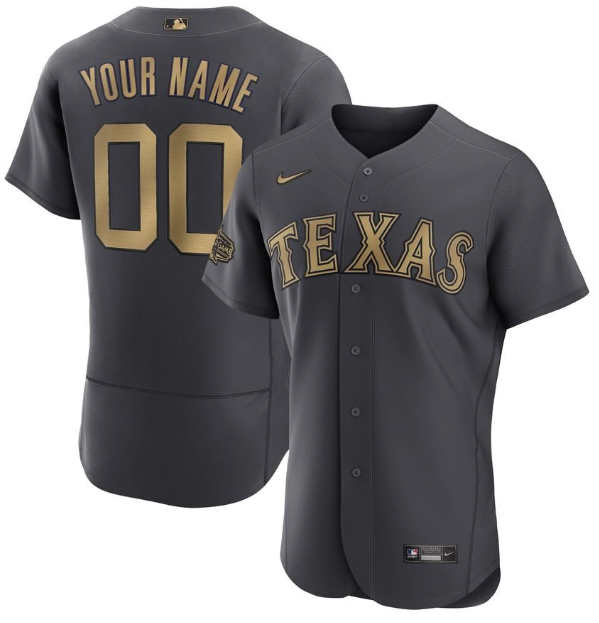 Men's Texas Rangers Active Player Custom 2022 All-Star Charcoal Flex Base Stitched Jersey